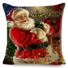 Kussen Merry Christmas Gift Cover Cover Decor Cute Cartoon Santa Claus Case Polyester kussensloop voor kinderen Room Sofa Home