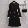 Casual Dresses office ladies mini sweater dresses winter thick warm patchwork button long sleeve knitted dress women bodycon Y2302