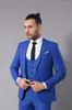 Мужские костюмы модель дизайнерский офис Бизнес Слим Fit Custom Stude Royal Blue 3 штуки (брюки для жилетов куртки) Терно -маскулино костюм