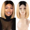 Perucas de renda renda front human human bob wigs com cabelos bebês parte intermediária Remy brasileiro verde reto 2*4 lace frontal bob 230310