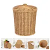 Storage Baskets Basket Wicker Storage Laundry Woven Hamper Bin Clothes Dirty Baskets Rattan Trash Can White Waste Seagrass Toy Wastebasket 230310