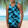 Canottiere da uomo T-shirt da uomo con scollo a V Moda estiva da uomo Casual Allentato Sport Spiaggia Mare Canottiera stampata hawaiana Camicetta superiore