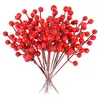 Fiori decorativi 10 pezzi Bouquet di fiori a bacca rossa Pianta artificiale Decorazione natalizia Accessori per ghirlande Decorazioni per regali di Natale Anno