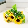 Decorative Flowers 1pc Beautiful Sunflower Bouquet Silk High Quality Flower DIY Home Garden Party Wedding Bride Holding Props Decoration