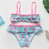 One-Pieces 3-14Years Girl Swimsuit Two Pieces Children's Swimwear Swim Suits Children Split Hollow Falbala Bikini Sets Bathing Suit W0310