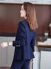 Abiti da donna Blazer Primavera Set da due pezzi Pantaloni Abito blu Elegante blazer Pantaloni Giacca Abbigliamento Cappotto da lavoro Set da 2 pezzi Pantaloni da donna 230310