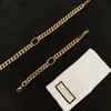 Новое дизайнерское ожерелье и браслет gu choker для унисекс буквенные браслеты Золотая цепь подают высококачественные ожерелья очарования из нержавеющей стали