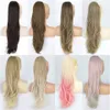 Ponytails MONIXI Synthesic Long Wavy Ponytail Ombre Platinum Drawstring Straight Ponytail Extensions for Women Daily Heat Resistanct Hair 230310