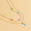 Choker Multilayer Beads Chain Necklaces For Women Drip Glaze Yin Yang Pendant Necklace Daisy Flower Charms Acrylic Chains