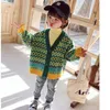 Cardigan Spring Autumn Autumn Girls Boys Green Sweater Children Clothing Jetting Kids Kids Compley Children's Disual Thups lebed 230310