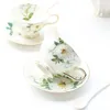 Mugs 200ml Bone Fine China Teacup with saucer camellia design tasse a cafe cafe cuc cupor