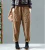 Pantalons pour femmes Capris Magnifique sarouel de couleur unie pour un style sans effort en velours côtelé taille élastique poches pleine longueur pantalon pour femme taille ample 5XL 230310