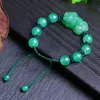 Страндные нити с бисером оптом зеленый донгинг натуральный каменный браслеты бусинки с Pixiu, счастливчиками для женщин, держат безопасную хрустальную модность