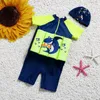 Pieces infantil garoto de zíper de zíper de terno de natação Float Floatywearwear de roupas de banho destacável Ano de banho protetora de aprendizado de aprendizado de banho W0310