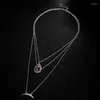 Pendant Necklaces 3 Pcs/Set Women Fashion Choker Water Drop Moon Chain Multilayer Silver Color Long Necklace Wedding Party Jewelry Gift