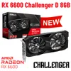 Carte graphique Radeon RX 6600 RX6600 GDDR6 AMD RX6000 GPU 14000MHz 8GB 128bit double ventilateurs carte vidéo Radeon de jeu de bureau nouveau