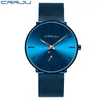 腕時計CRRJUブランド2023シンプルなウルトラタイムの男性は、ファッションミニマリストステンレススチールメッシュクォーツ腕時計レリジオマスキュリノを見る