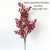 Flores decorativas 2pcs 77 cm de comprimento Ramo vermelho espuma Berry de Natal Fruta Holly para decoração de jardim Bedro de flores Fake Plants Bagas