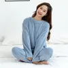 Women's Sleepwear Women Winter Home Casual Warm Loose Flannel Pyjamas Suit Thick Coral Fleece Top Pants Soft Sleepwear Thicken Pajamas Set 230310