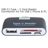 USB-Hub Typ C 4-in-1-Speicherkartenleser-Adapter USB Micro USB TF SD-Karte Typ C Hub OTG für MacBook Tablet