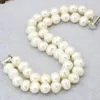 Strand Charms Blanc Naturel 8-9mm Perle Nearround Perles 2 Rangées Bracelets Bracelet Pour Femmes Conception Originale Bijoux 7.5 pouces B3178