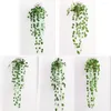 Flores decorativas de 90 cm de parede de endro verde de endro artificial pendurado na seda rattan home decoração videira begonia batata doce melancia