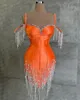 Sport Arrival Orange Short Prom Dresses Crystals Tassel Sweetheart Women Tail Party Evening Gowns Custom Made 230310 2024 Hot Sale