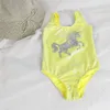 One-Pieces 2023 Heart Paljetter Baby Girls One Piece Baddräkt Barn Baddräkt 3-8 år Flicka Monokini Barn Simm Suit Barn Badkläder W0310