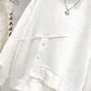Dames hoodies sweatshirts qweek kawaii vrouwen harajuku asymmetrische pullover witte zwarte hoodie oversize Koreaanse no ketting lange mouw dunne herfst 230310