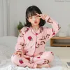 Pyjamas 2-12y barn Pyjamas Baby Girl Sleepwear Set Korean Pink Princess Nightgown Long Sleeve Top Pants Pyjama Outfits Spring Clothing 230310