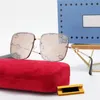 Luxusdesigner Sonnenbrille Buchstabe Gu höchste Versionmen Square Metall Brillen Rahmen Spiegel Print Design Show Typ Kühle Sommer Oval Sonnenbrille für Frauen Herren Mode