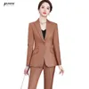 Women's Suits Blazers Coffee Suits Women Autumn Winter Business Temperament OL Formal Slim Long Sleeve Blazer And Pants Office Ladies Work Wear 230310