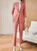 Garnitury damskie Blazers Vintage Kobiety Blazer Spants Sit Formal Fase Kurpie Kurtki Pencil Pantalon 2 sztuki Kobieta elegancka biurowa spodni Suit 230310