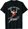 メンズTシャツはイエスについてのタコス、神の宗教的なオネックシャツの男性カジュアル半袖ティートップスラジュク