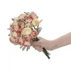 Fleurs décoratives 1 bouquet 18 têtes de pivoine artificielle thé rose camélia tissu fausse fleur flores pour bricolage maison jardin décoration de mariage