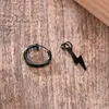 Black Lightning Bolt Huggie Hoop Earrings Dangle Ear Cuff Stainless Steel DIY Jewelry