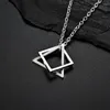 Collane con ciondolo Collana impilabile alla moda moderna in acciaio inossidabile da uomo con triangolo quadrato ad incastro geometrico