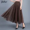 Skirts Jielur Womens Autumn 3 Layers Princess Tulle Mesh Pleated Skirt Saia Female Jupe Summer Tutu Faldas Mujer Moda 230310