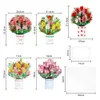 Cadeaubonnen pop -up kaart Large 3D Flower Bouquet Bright Mothers Day Birthday Cards Rose Lily Holding Flowers Carving Handmade Dank u Card Z0310