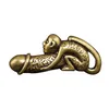 Ключевые кольца Pure Brass Zodiac Monkey Penis Подвеска для брелок мужчина Keyrings Подвеска творческая цепь забавного автомобиля.