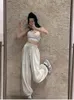 Spodnie damskie capris houzhou ponadwymiarowe kobiety białe joggingowe spodnie dresowe koreańskie spodnie sportowe mody swobodne harajuku szerokie joggery spodnie kostki 230310