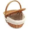 Storage Baskets Handmade Wicker Basket Rattan Bread Proofing Proving Baskets Camping Picnic Fruit Snack Organizer Basket with Double Lids 230310