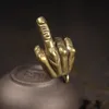 Key Rings Brass Vertical Middle Finger Keychain Bag Pendant Trend Rock Hip-Hop Rap Gesture Pendant Personality Men's Neckla