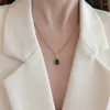 Chains 316L Stainless Steel Niche Design Retro Emerald Ladies Necklace Fashion Exquisite Jewelry SAN874