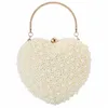 Borse da sera 2023 Perle a forma di cuore Pochette da sposa Borsa con perline laterali complete Mini Portafogli con tracolla a catena per ragazze MN1518 230309