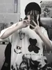 T-shirt femme noir dessin animé Ulzzang Femme lâche été surdimensionné t-shirt femmes vêtements Harajuku manches courtes hauts t-shirt Hip Hop fille 230310
