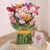 Hediye Kartları Yaratıcı Popup Çiçek Buket Kart 3D Tebrik Kartı Doğum Günü Babalar Günü Mezuniyet Evlilik Yıldönümü Çift Z0310
