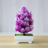 Decorative Flowers Artificial Christmas Pine Tree Bonsai Green Plants Fake Flower Potted Furnishings Small Home Garden Decoration Desktop