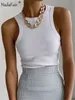 Women's Tanks Camis Nadafair O Neck Ribber Tank Top Green Sleeveless Sexy Stretch Knit Tube Summer Tops Female Off Shoulder White Basic Shirts 230310