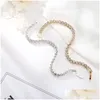 Schmuck Vintage Sier Goldlegierung FL Strassarmband für Frauen Mode eine Reihe CZ Zirkon Tennisarmbänder Hochzeitsfeier Geschenke Hz d DHMGL